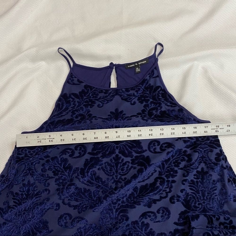 Cable & Gauge Dark Blue Crushed Print Velvet Tank - Picture 5 of 7